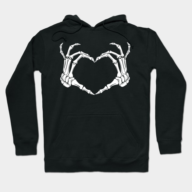 Skeleton Bones Hands Heart Hoodie by Rengaw Designs